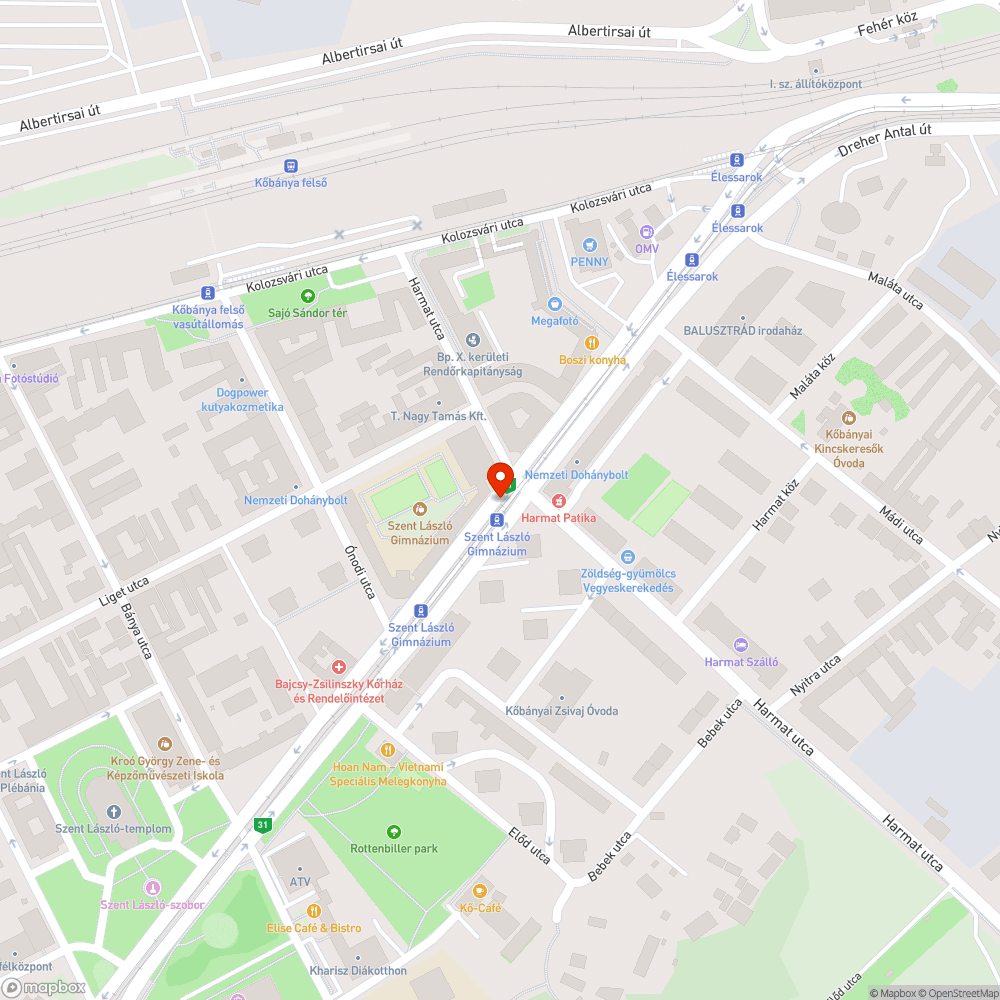 Megrongált pad bejelentés helye