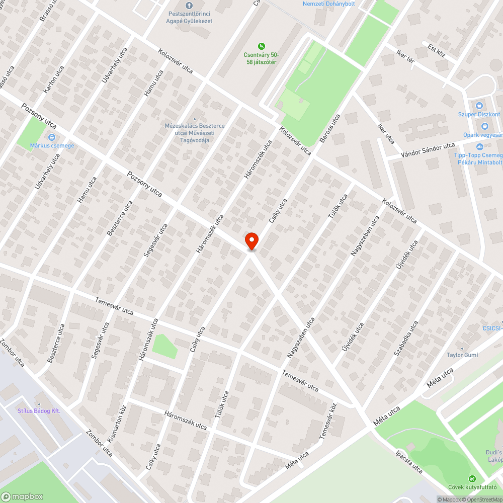 Pozsony utca és Csíky utca veszélyes útkereszteződés - lámpás, zebrás útkereszeződés kérése bejelentés helye