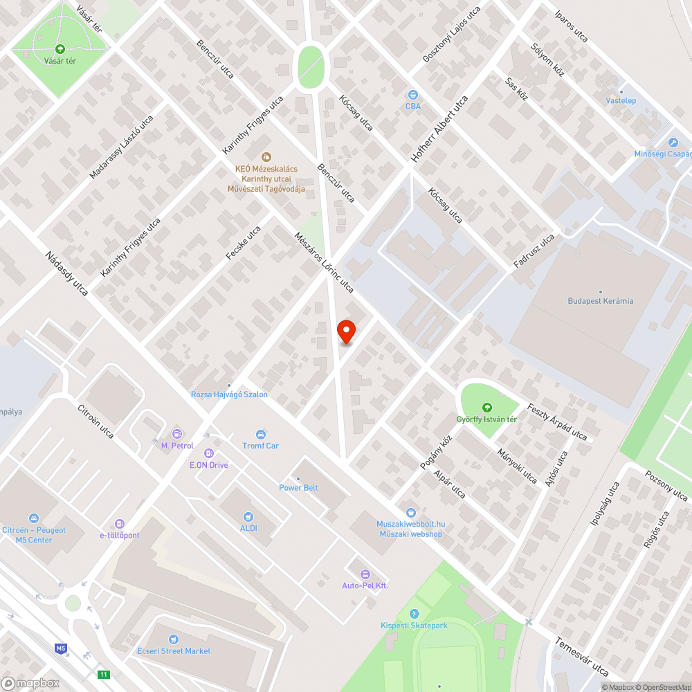 Az útjavítás nem sikerült bejelentés helye