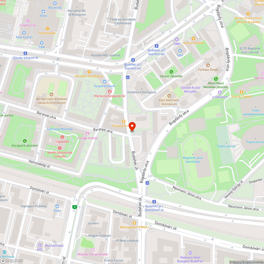 Kátyú - Budafoki u - Bogdánfy Ödön u kereszteződés bejelentés helye