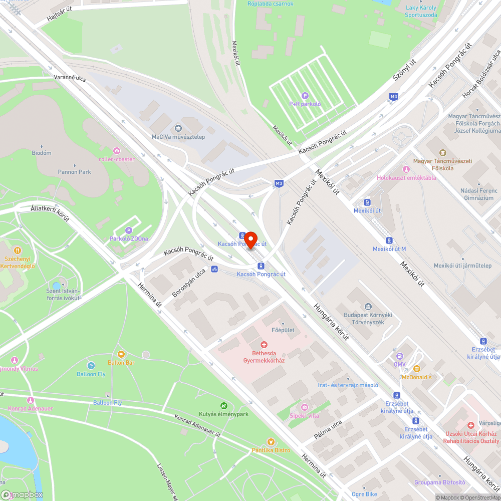 Kacsóh Pongrác út villamosmegálló bejelentés helye