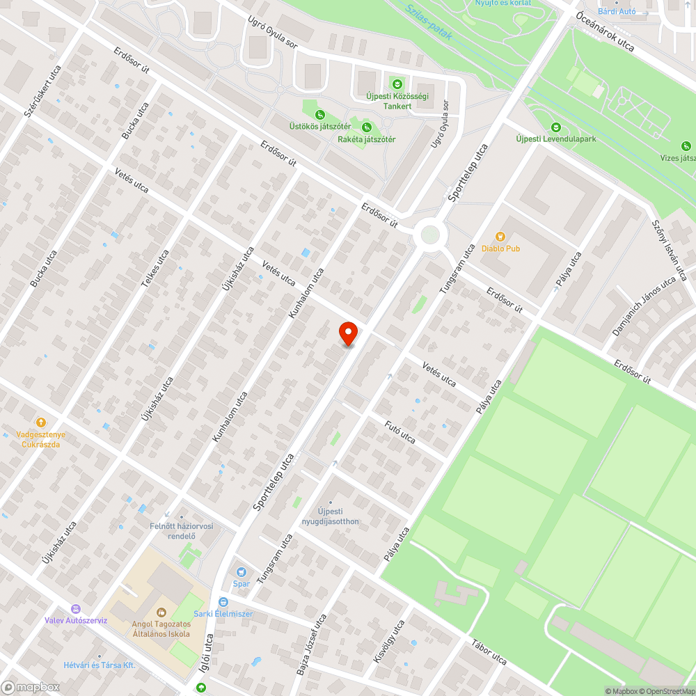 Hiányzó fák a Sporttelep utcában bejelentés helye