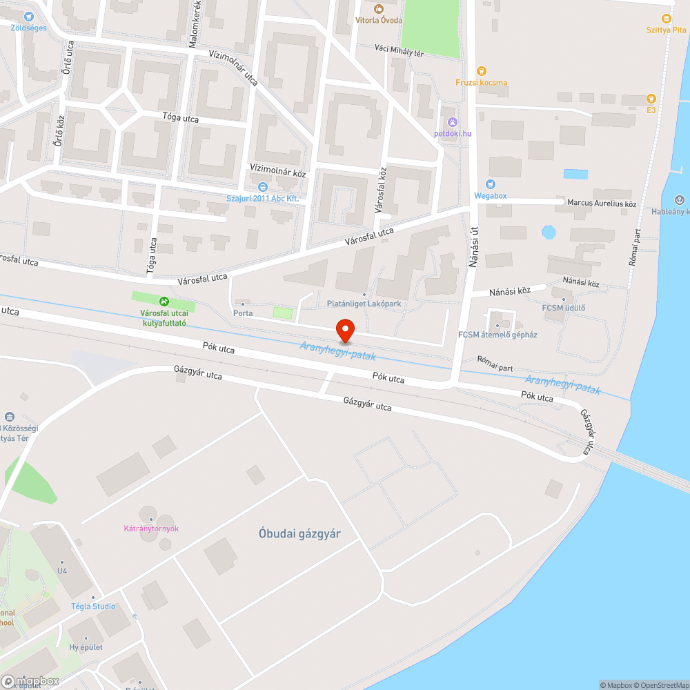 Hiányzó járda a Nánási út Aranyhegyi-patak hídja és a Gázgyár u. között bejelentés helye