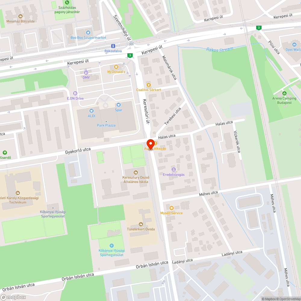 Halas utcai megálló bejelentés helye