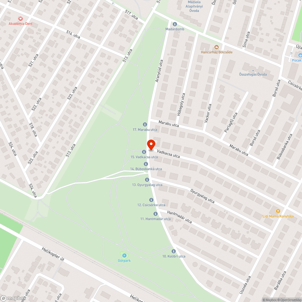 Vadkacsa utcai szemét bejelentés helye