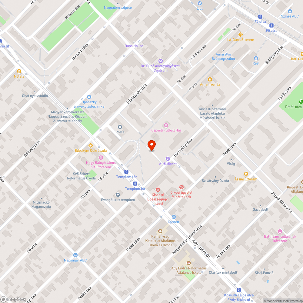 Templom térnél elhagyott autó bejelentés helye