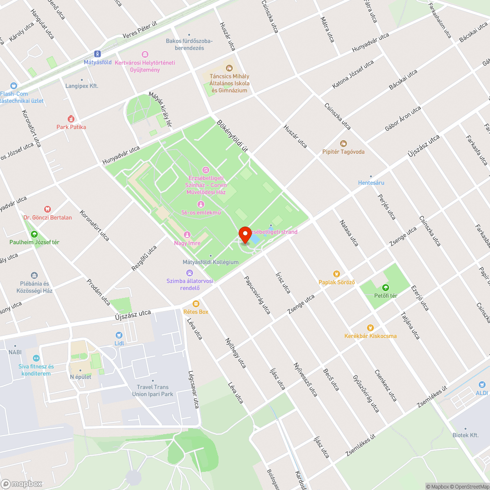 Törött pad (Erzsébetligeti uszoda) bejelentés helye