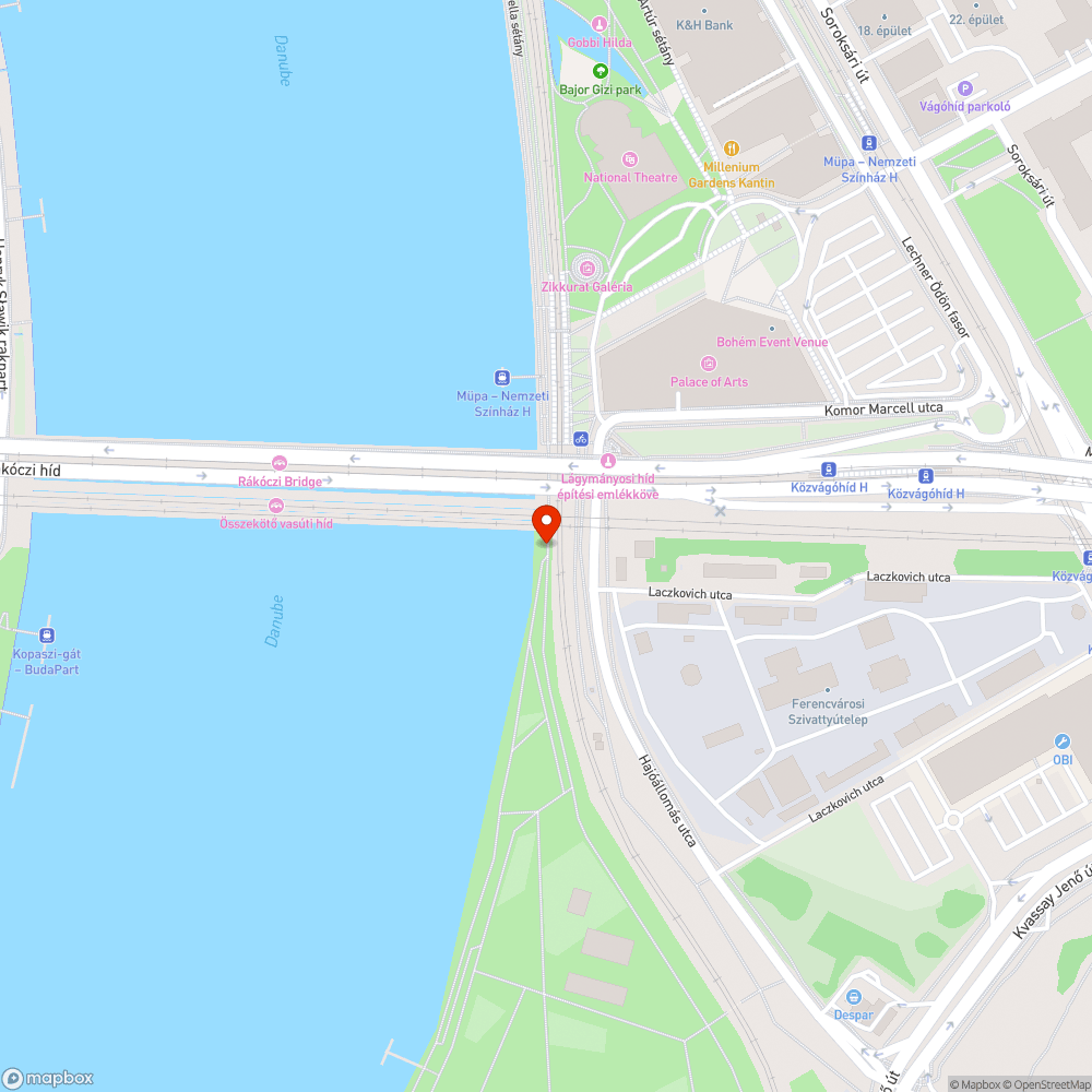 Lágymányosi híd alatti járda a HÉV-híd alá menet bejelentés helye