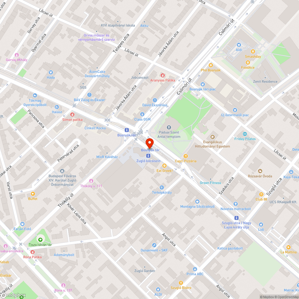 Rossz állapotban lévő útburkolat a sínnél bejelentés helye