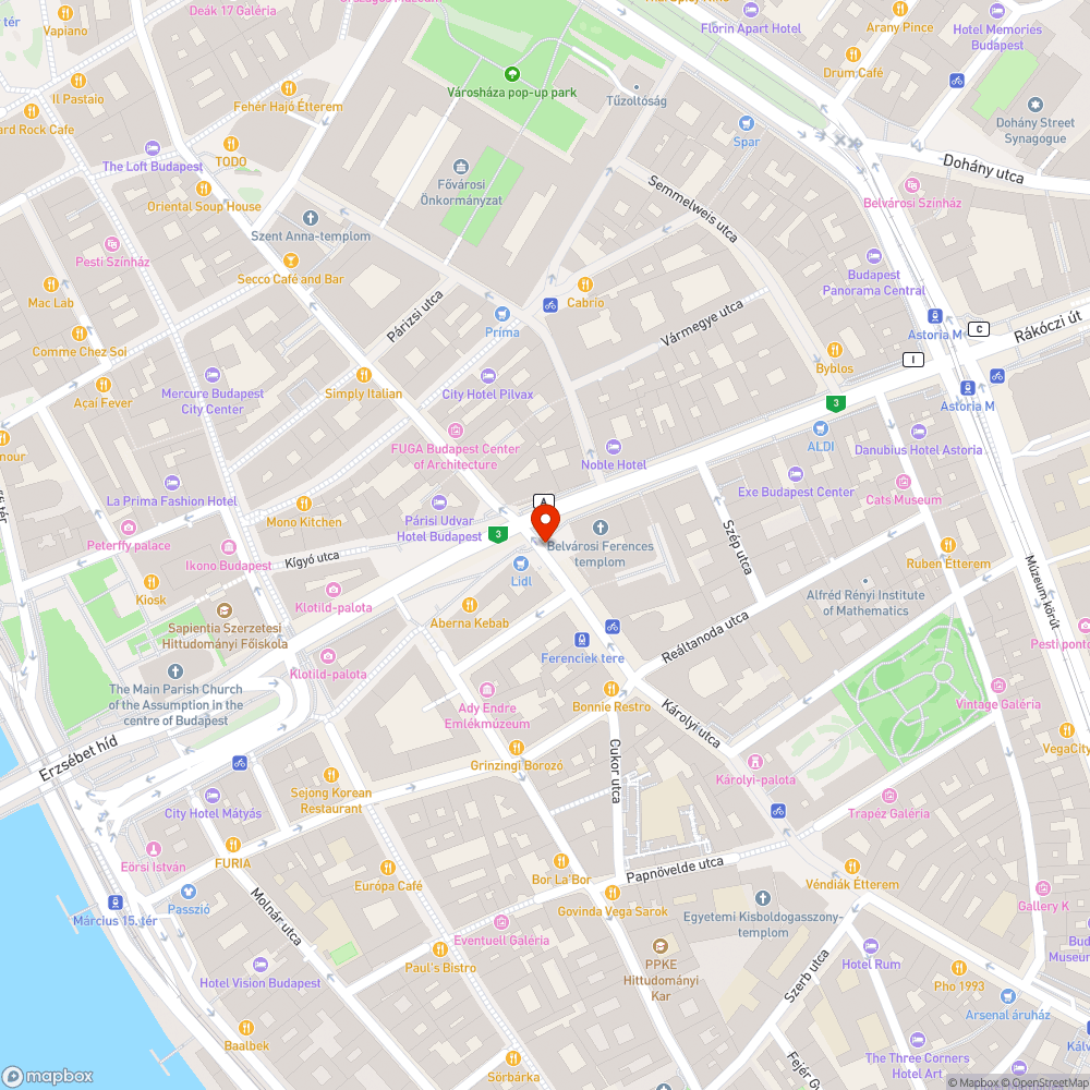 Galambetető a Ferenciek terén bejelentés helye