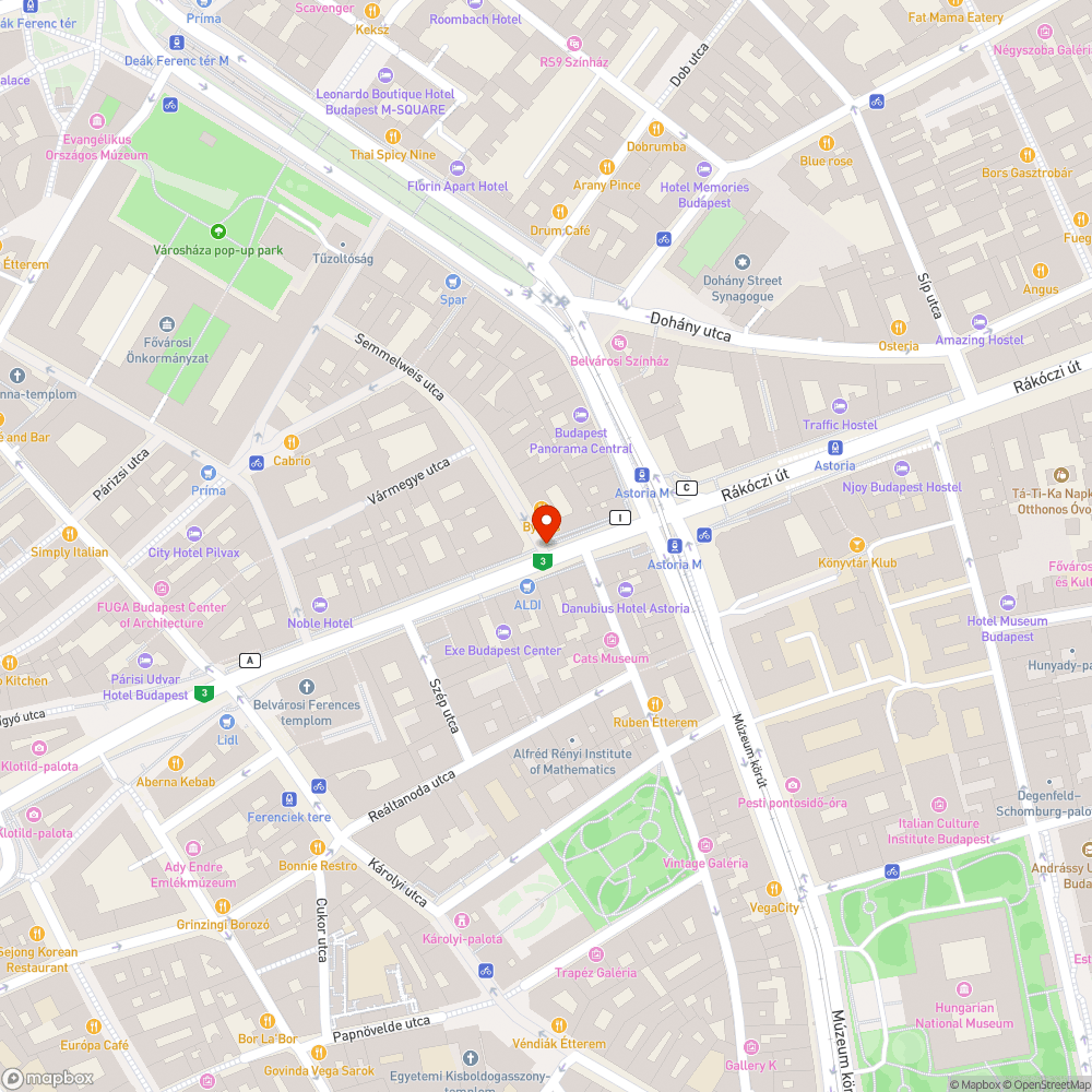 Kidőlt parkolásgátló oszlopok V. kerület Semmelweis-Kossuth L. u sarkán bejelentés helye