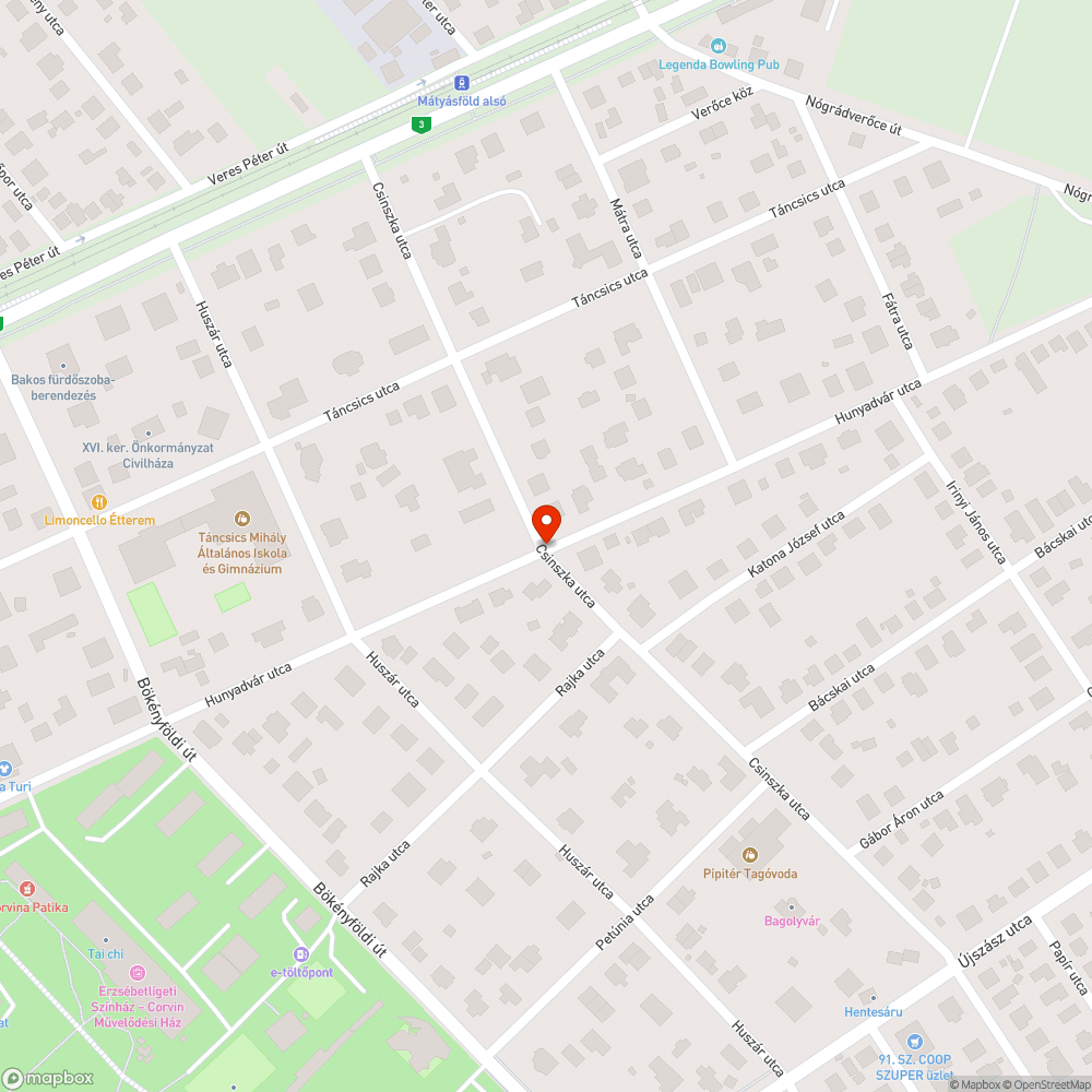 Sérült, kátyús fekvőrendőr bejelentés helye