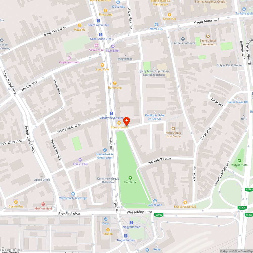 Kátyús útszakasz bejelentés helye