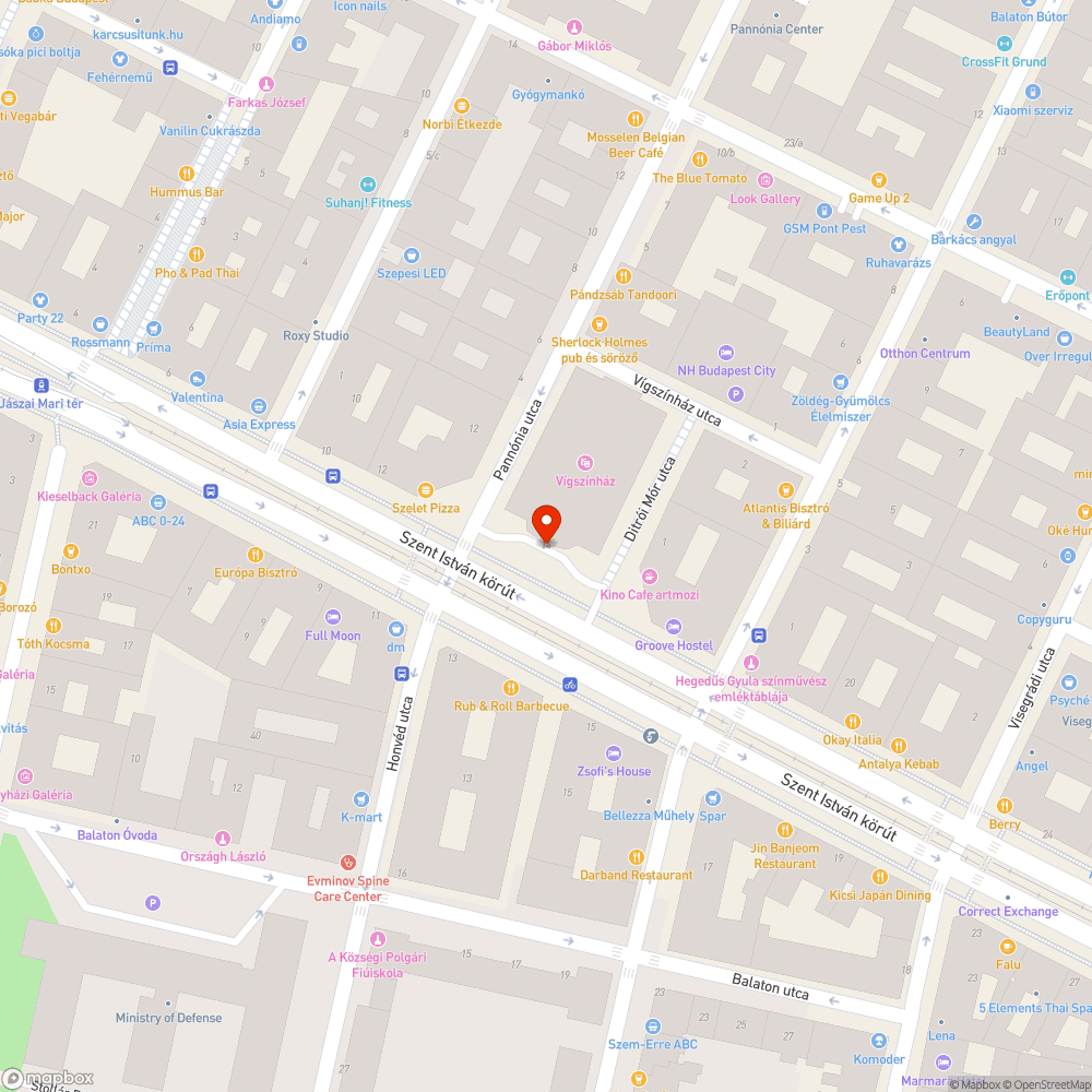 Kipusztult fák a Vígszínház előtt bejelentés helye