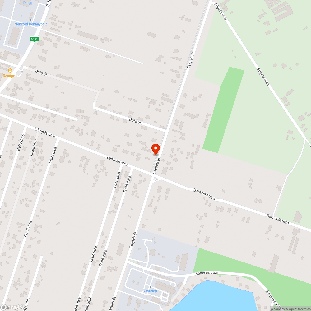 XXI. kerület Csepeli és Lámpás utca kereszteződésének szennyezettsége bejelentés helye