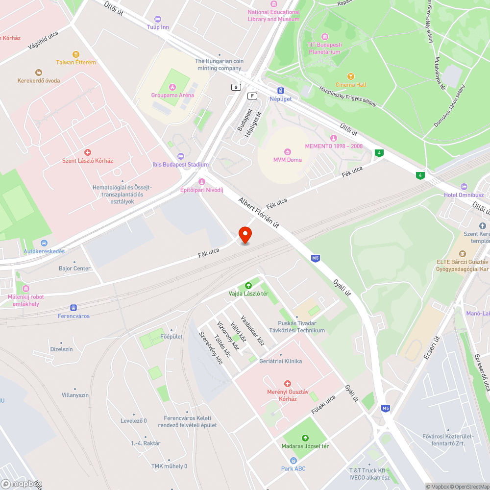 Az Albert Flórián / Gyáli úti gyalogos és kerékpáros vasúti aluljáró és közvetlen környéke bejelentés helye