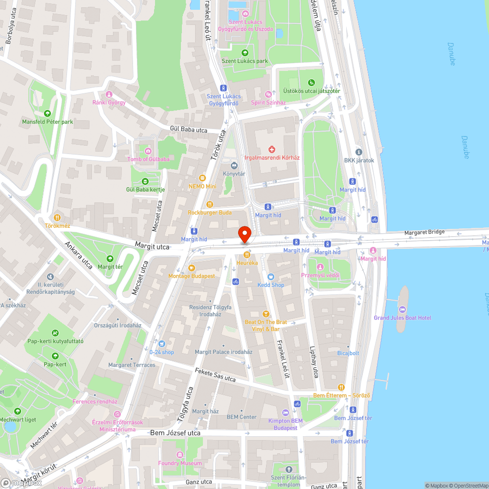 Balesetveszély Margit híd, budai hídfőnél bejelentés helye