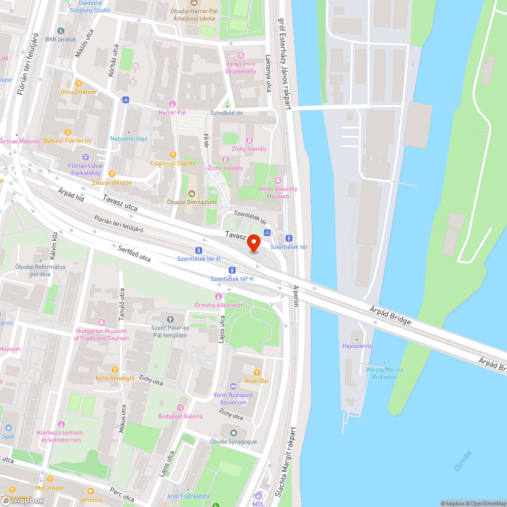 Meghajló poller az Árpád híd budai hídfőjénél bejelentés helye