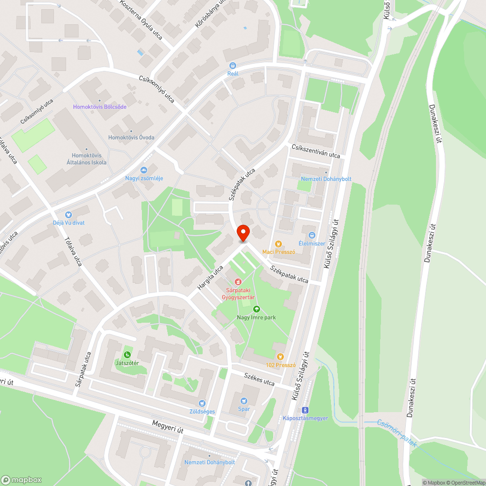 Beszakadófélben lévő parkoló bejelentés helye