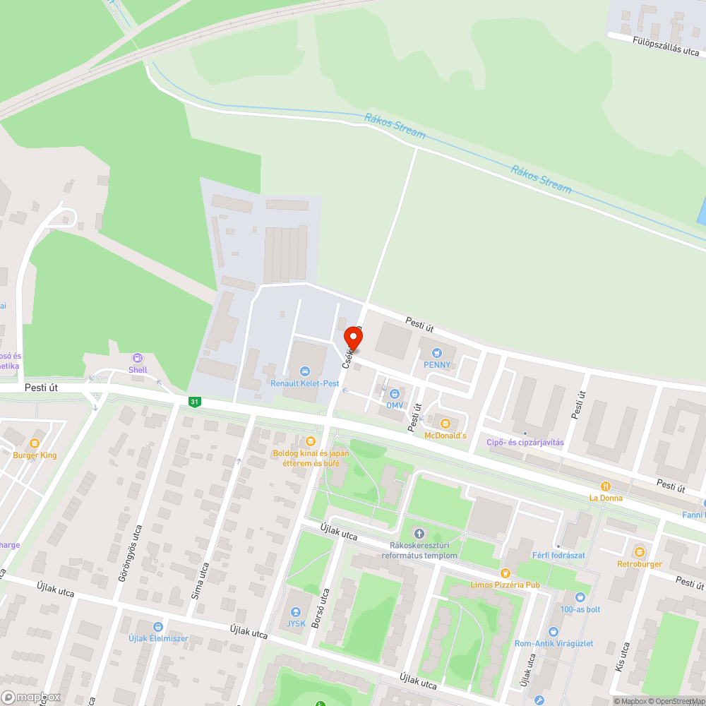 Mély kátyú a kanyarban bejelentés helye