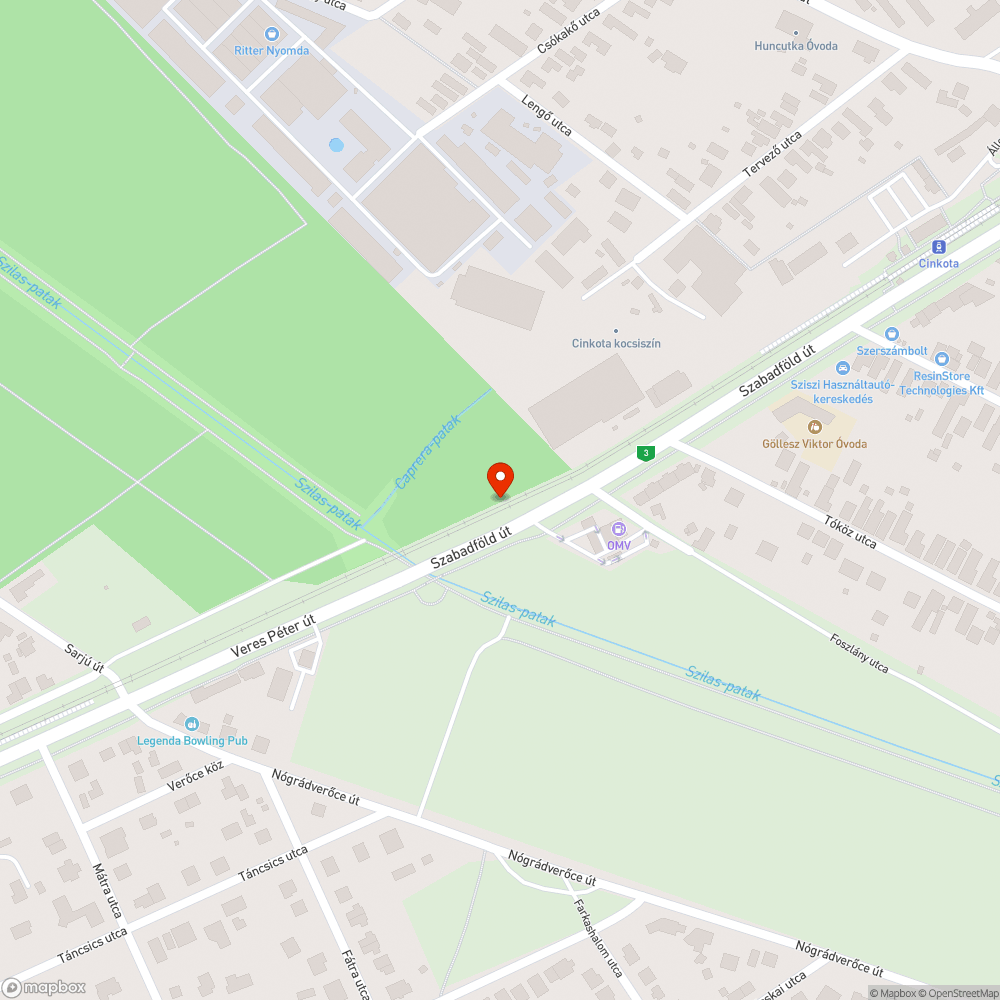 Kidőlt tábla az árokban Cinkotán bejelentés helye