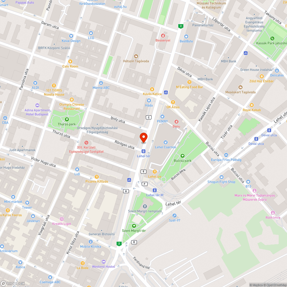 Süllyesztetlen járdaszegly a Röntgen utca sarkán bejelentés helye