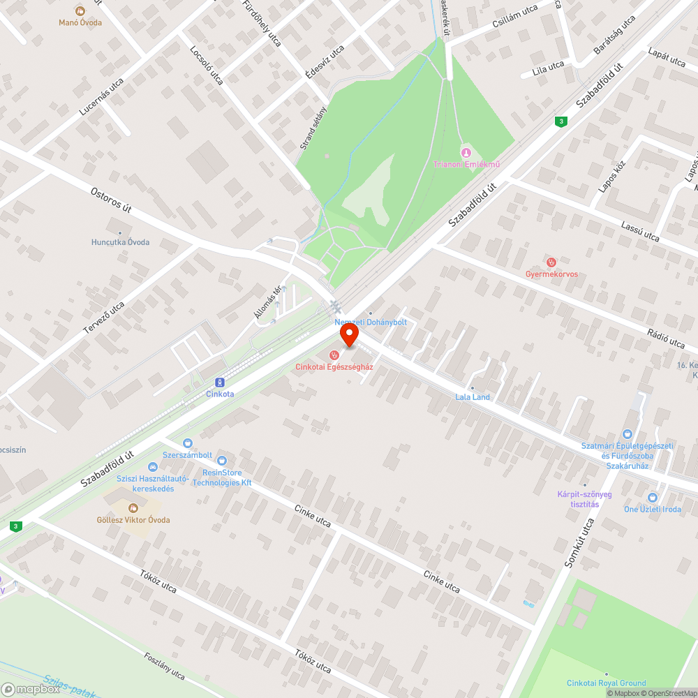 Cinkotai egészségház parkolójába való behajtás bejelentés helye