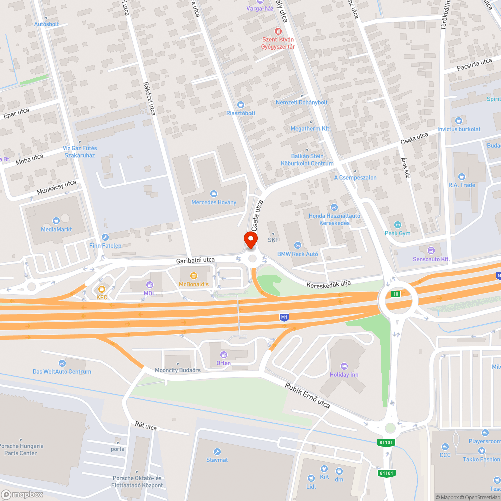 Budaörs - Garibaldi utcai McDonald's-nál zebra hiánya bejelentés helye