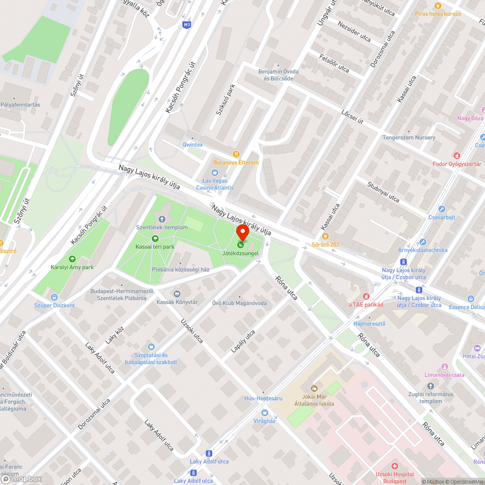 Kassai téri-Játékdzsungel játszótér balesetveszélyes fakéreg -fahulladék. bejelentés helye