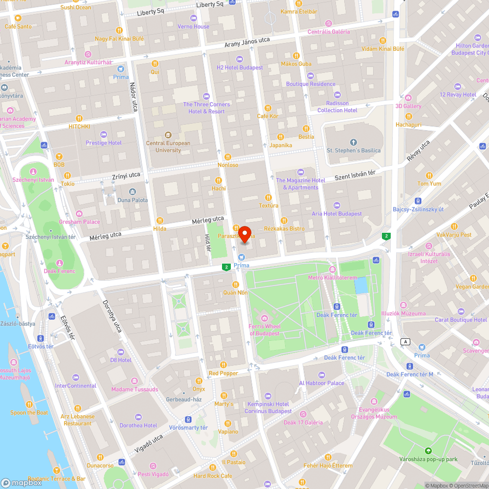 Zebra-felállóhely hiánya az Október 6. utca - Erzsébet tér sarkon bejelentés helye