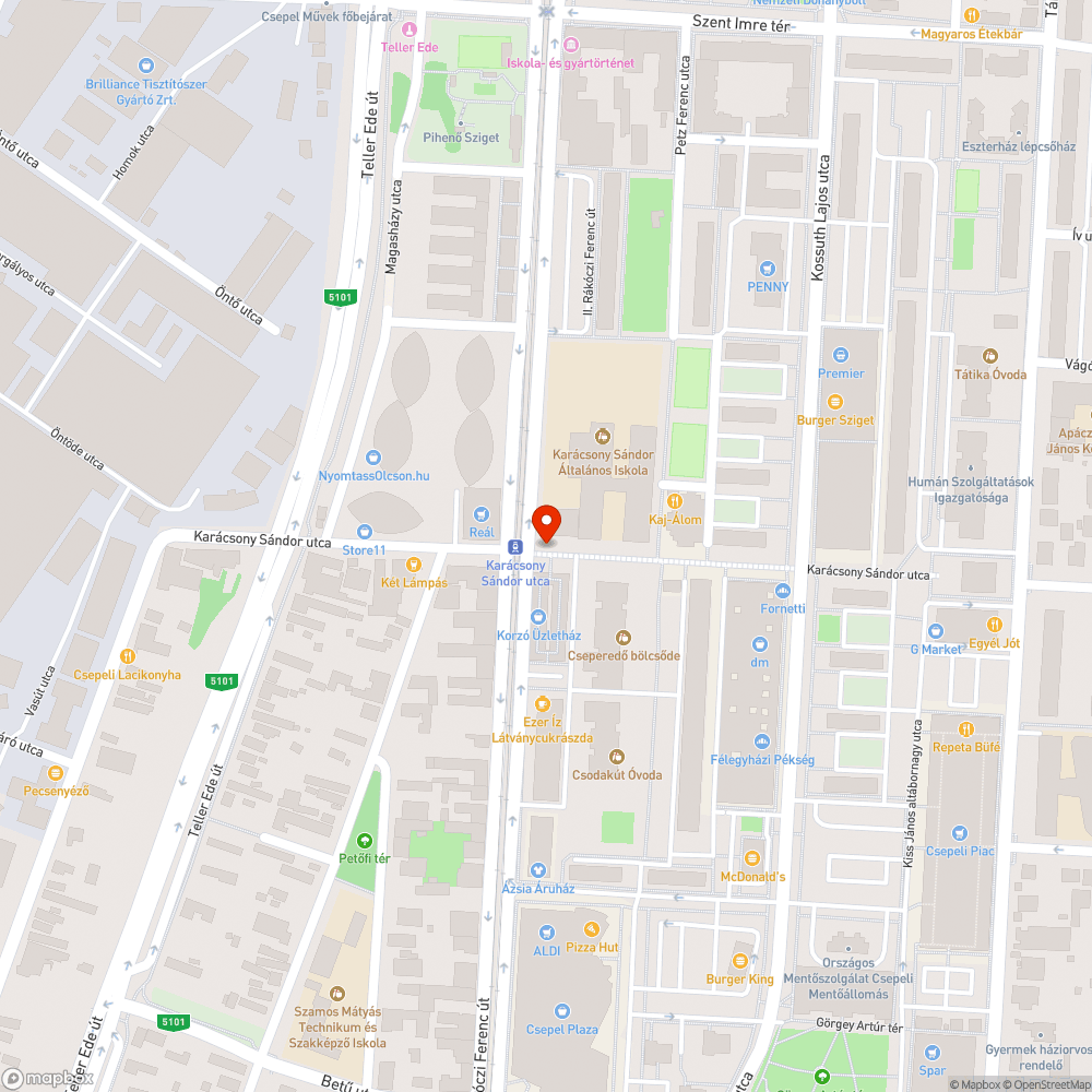 Siet az óra a Sétáló utcában bejelentés helye