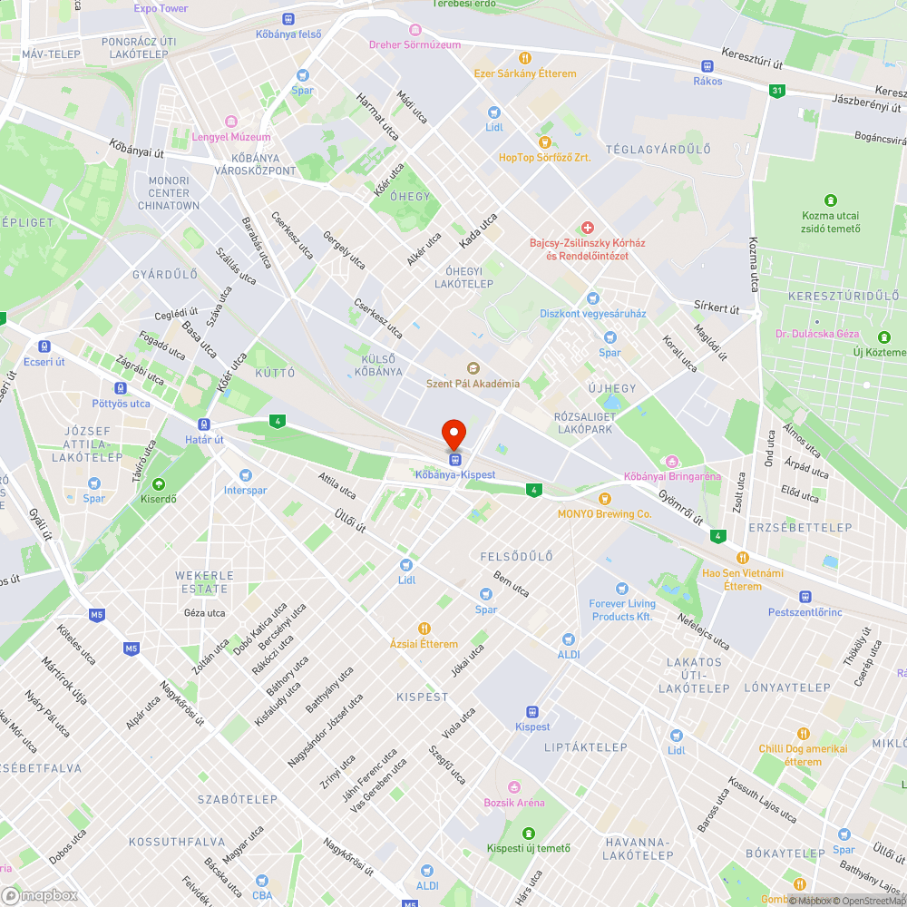 Kőbánya-Kispest vasútállomás bejelentés helye