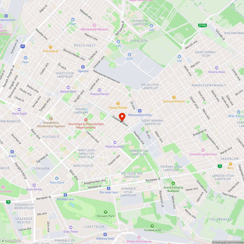 Sérült korlát a gyalogosátkelőnél (Bonyhádi út - Gvadányi utca) bejelentés helye