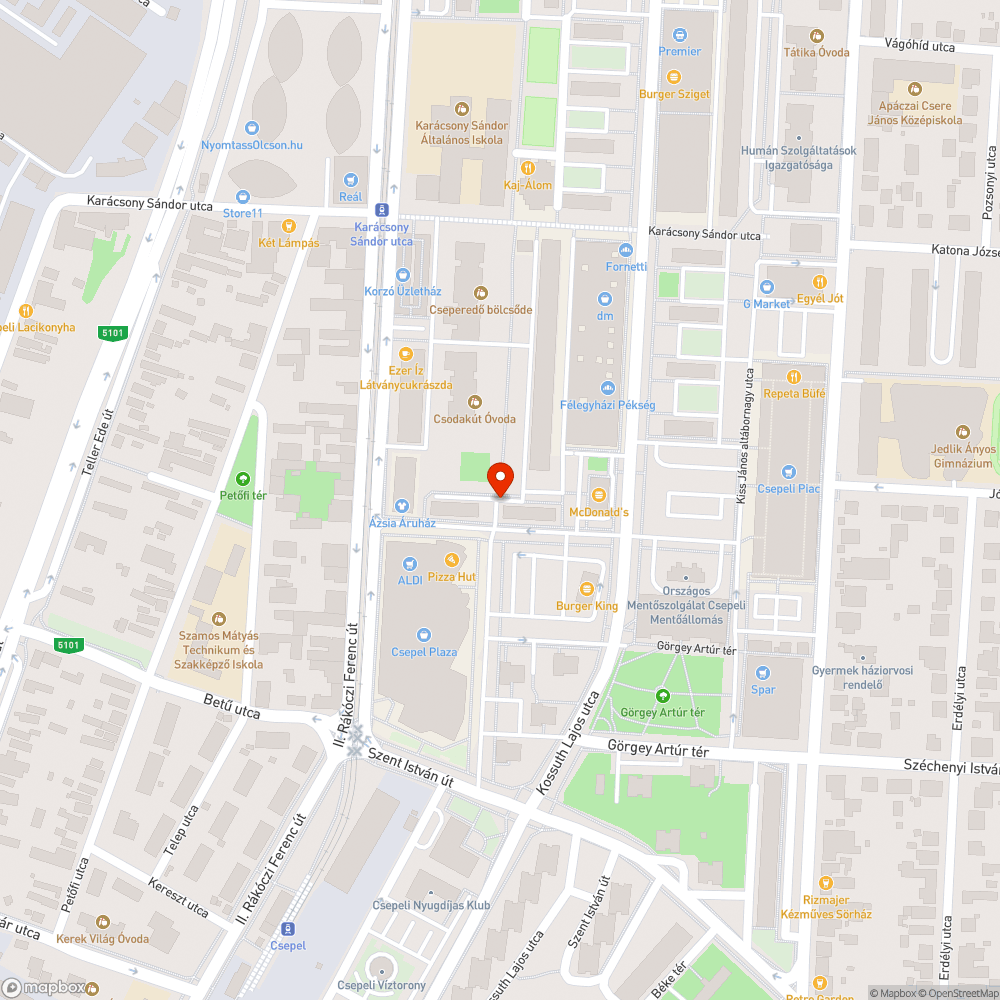 Kátyú bejelentés helye