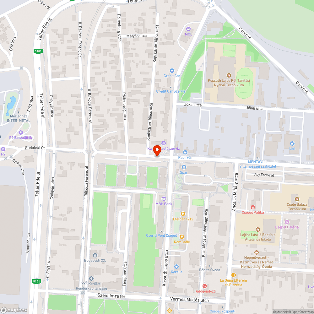 Kátyúk bejelentés helye