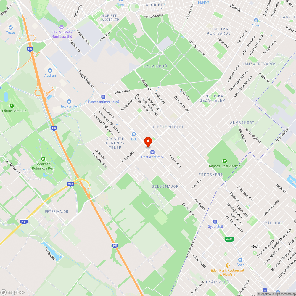 Időjárási elemeknek kitett buszmegálló bejelentés helye