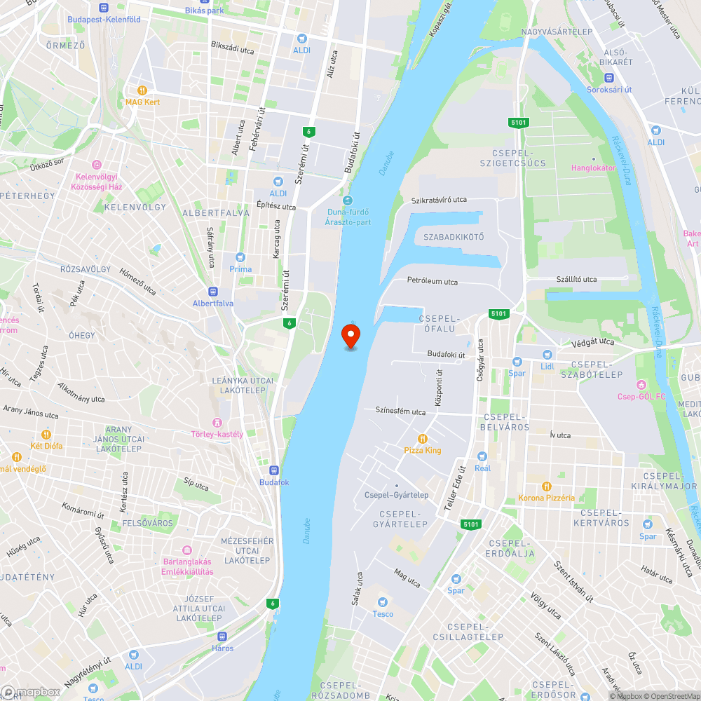 Hiányzó híd Albertfalva-Budafok és Csepel között bejelentés helye