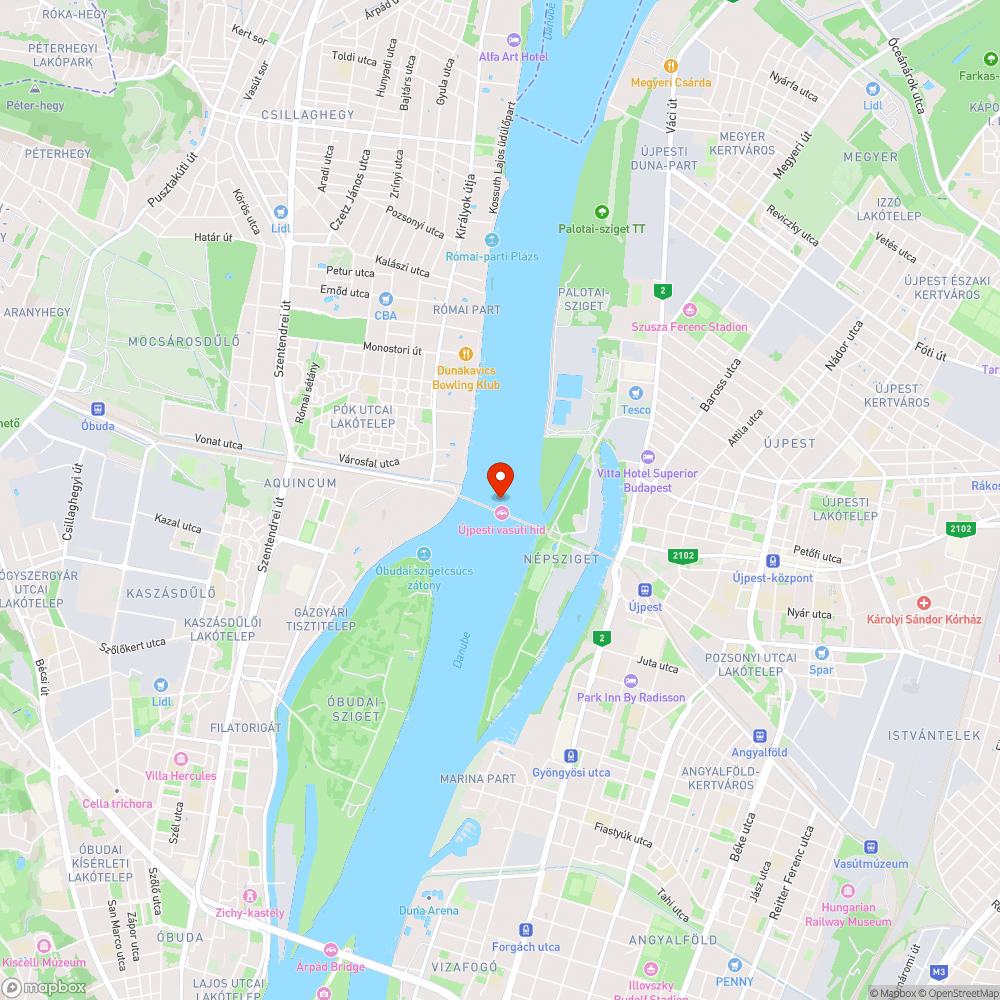 Hiányzó híd Óbuda-Aquincum és Újpest között bejelentés helye