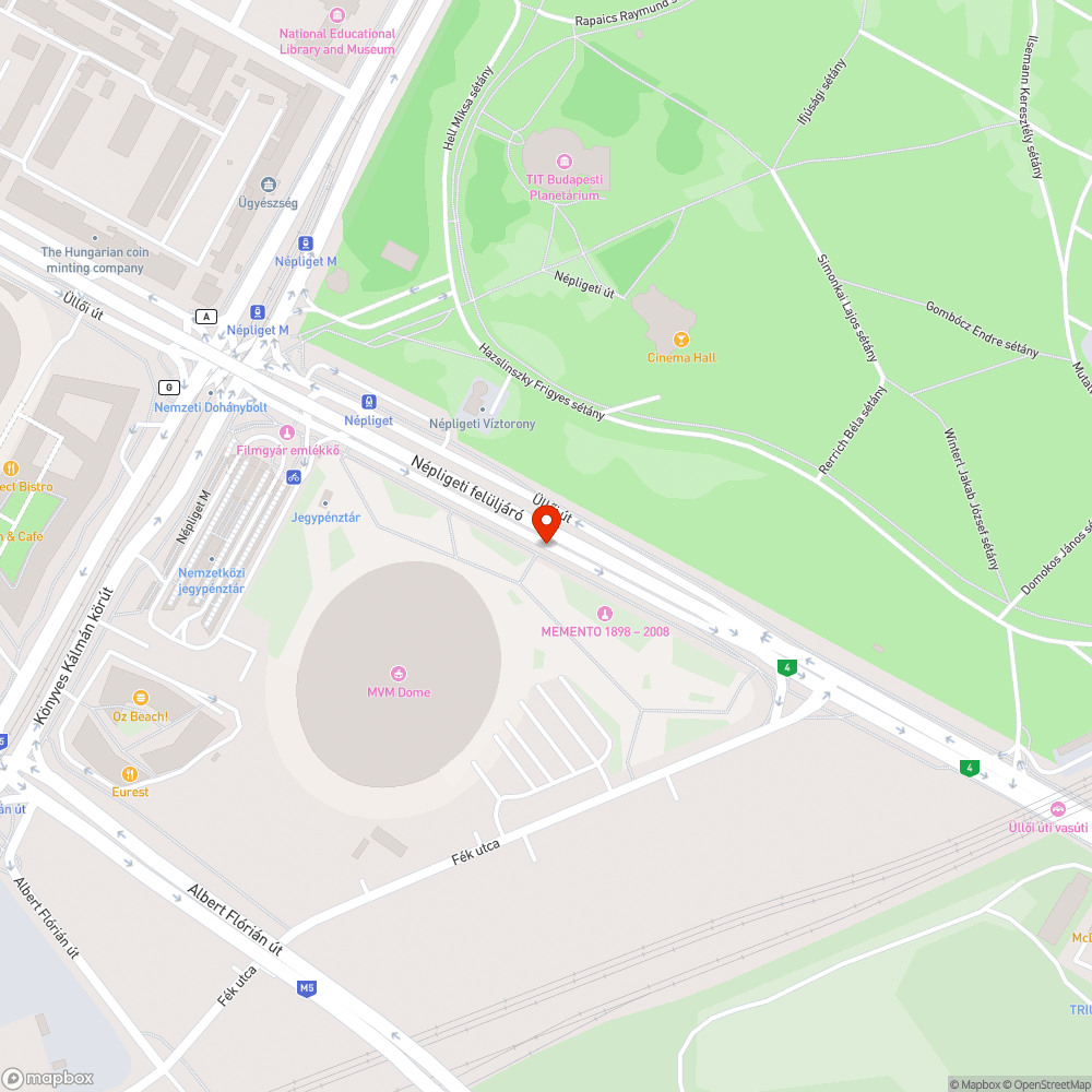 Népliget - Ecseri út közötti járda bejelentés helye