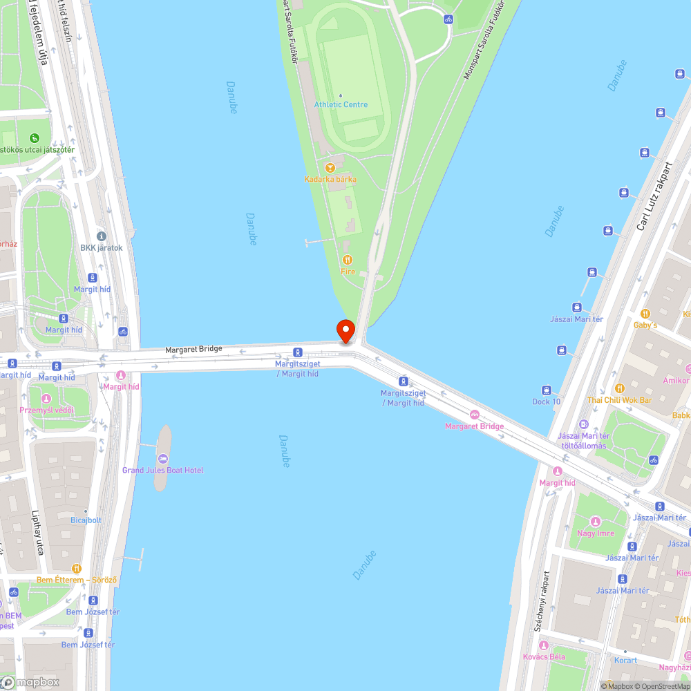 Törött korlát a Margit hídon bejelentés helye