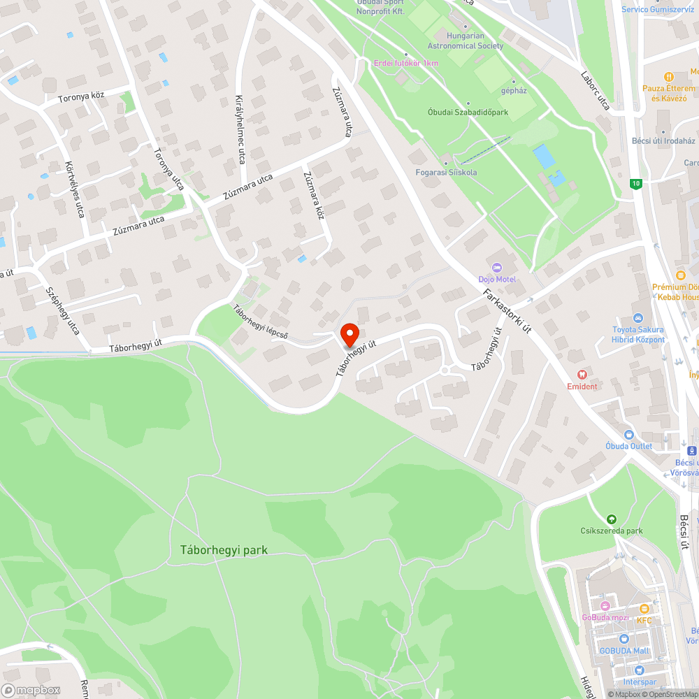 III. Táborhegyi út 31. sz. Parkoló sarkánál kiégett bejelentés helye