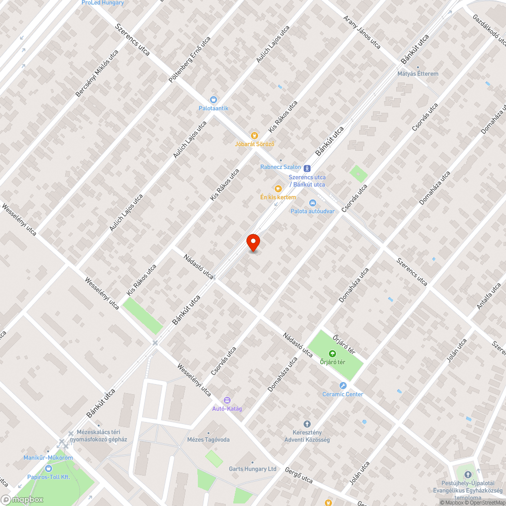 Kátyúk a villamos sín mentén bejelentés helye