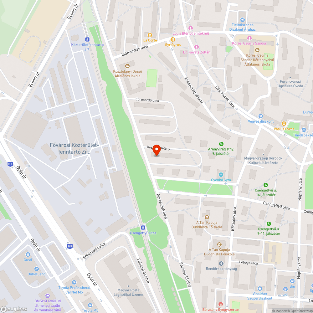 Törött pad bejelentés helye