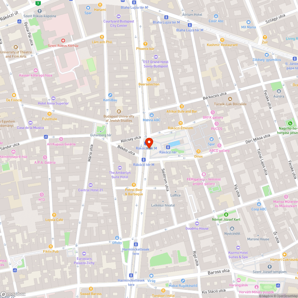 Beszakadó víznyelőrács a Rákóczi térnél bejelentés helye