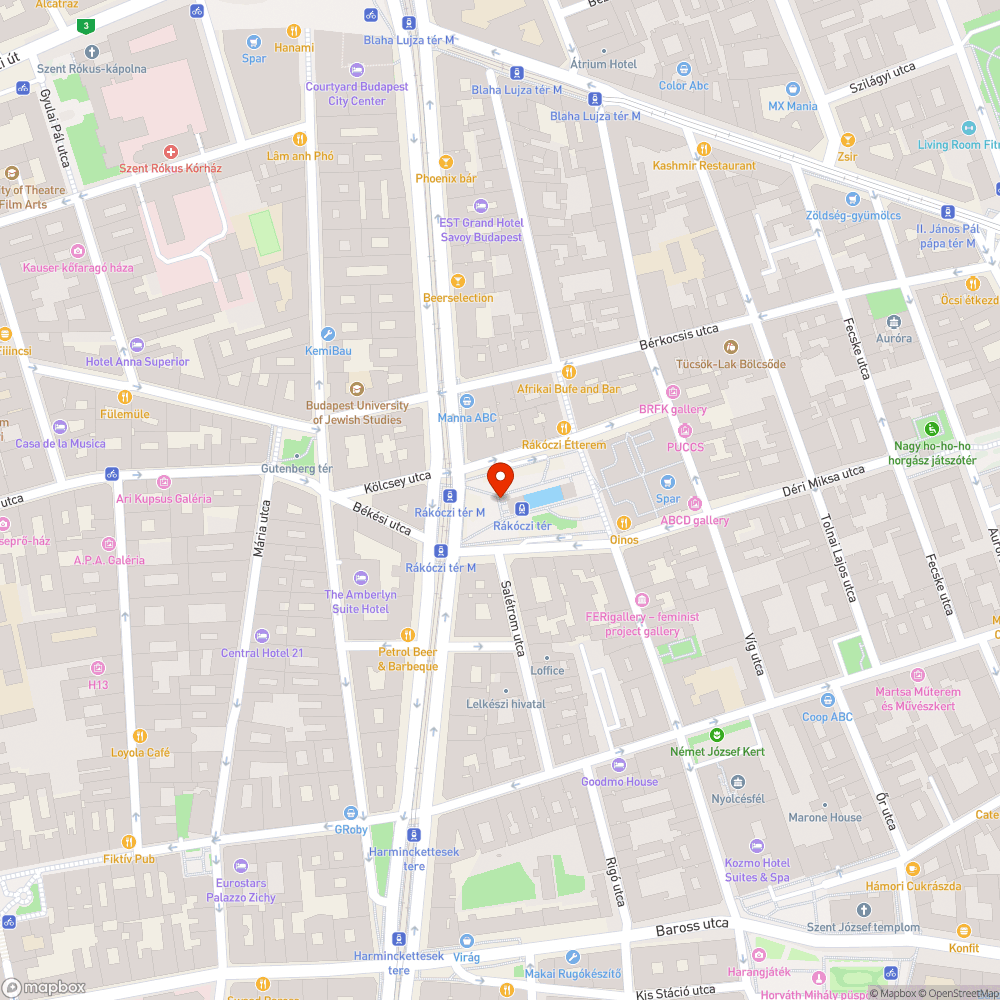 Eltömődött résfolyóka a Rákóczi téri metróállomás előtt bejelentés helye