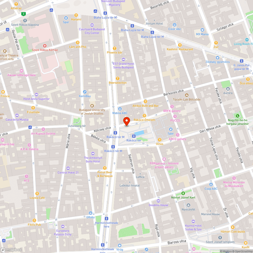 Eltömődött víznyelő a Rákóczi tér M előtt bejelentés helye