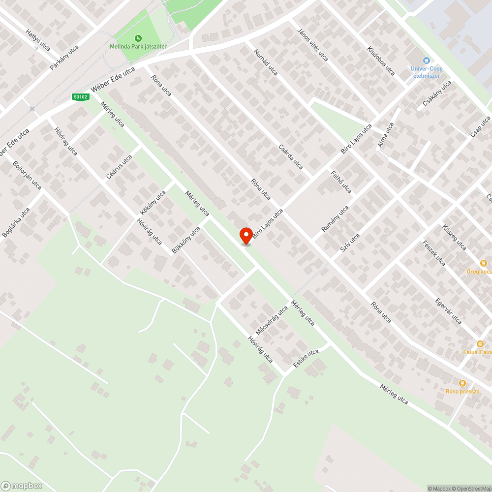 Kátyú az új kerékpársáv lehajtásánál a Mérleg utcán bejelentés helye