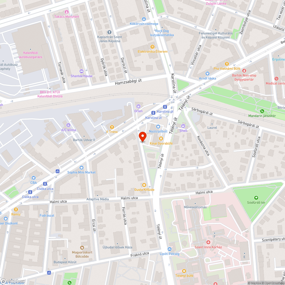 Tétényi köz 2. sz. előtti járdahiba bejelentés helye