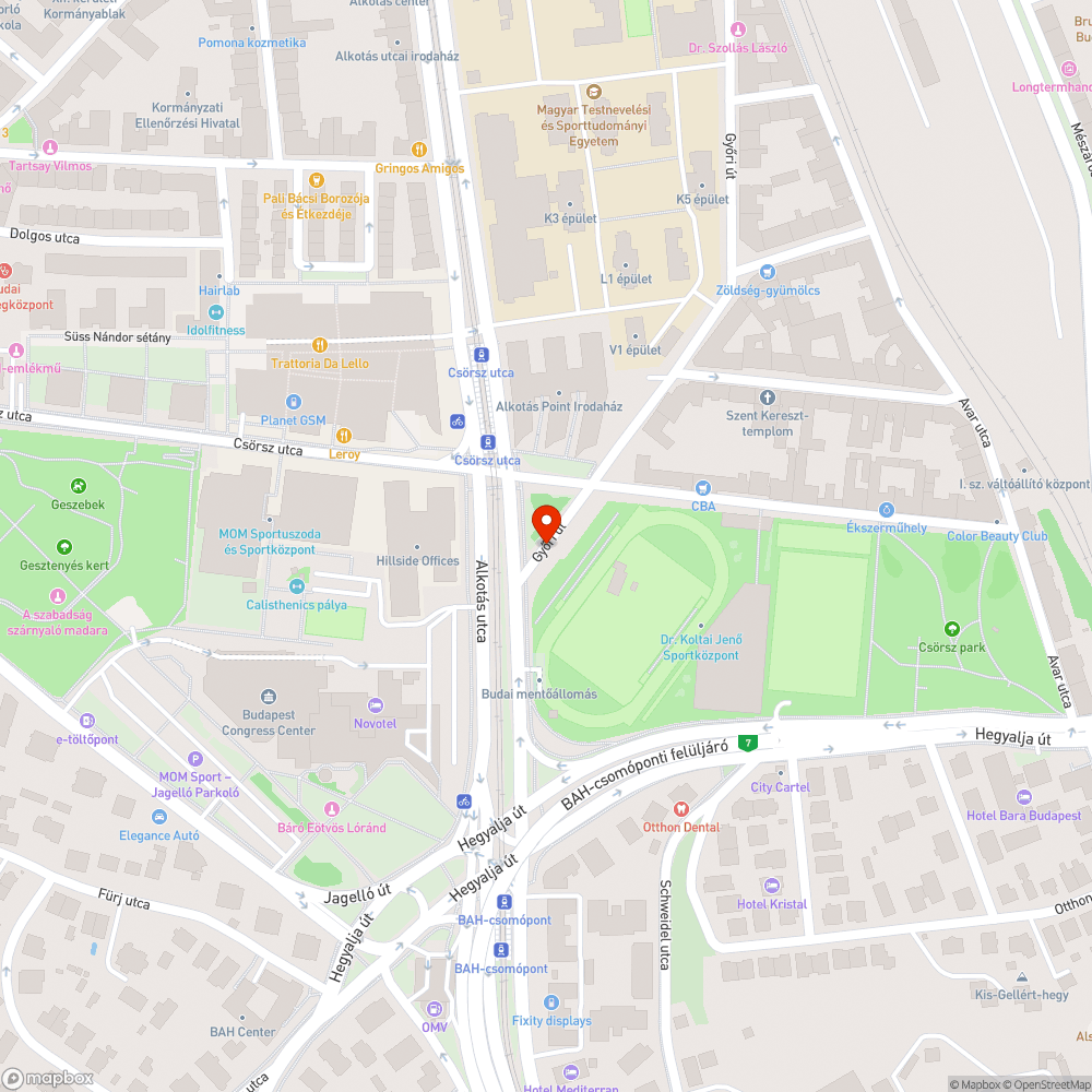 Kiálló víznyelőrács a Győri út - Alkotás utcánál bejelentés helye