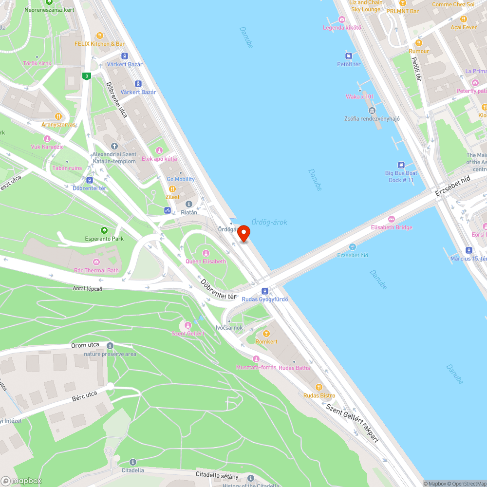 Ide-oda dőlő korlátok az Erzsébet hídnál Budán bejelentés helye